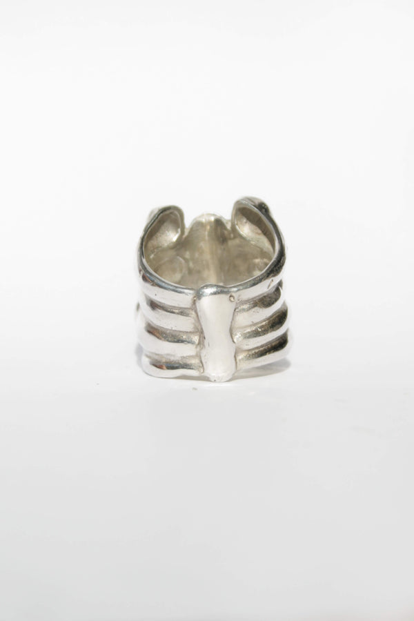 stackable sterling silver ring on a white backdrop